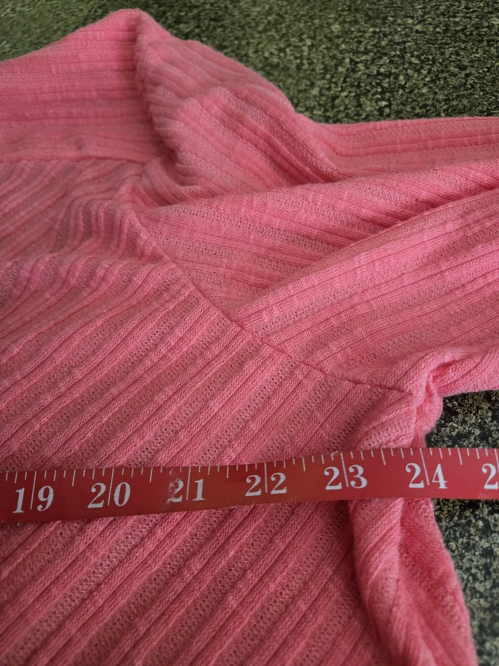 N Touch 2 pc Womens 2X Open Front Coral-Pink Textured Oversized Cardigan & Shell